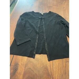 Sarah Mc Kenzie cardigan small black sequence studs rayon long sleeve open
